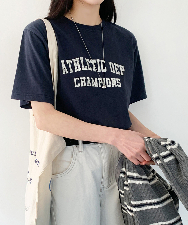 レタリング半袖Tシャツ NAVY