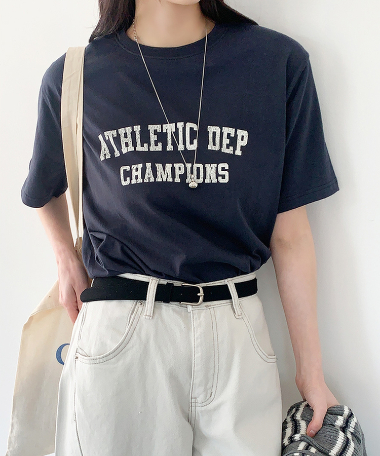 レタリング半袖Tシャツ NAVY