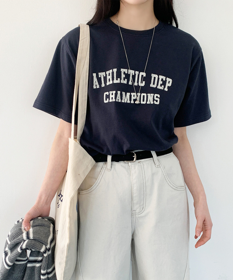 レタリング半袖Tシャツ NAVY