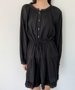 アイレットストリングフレアワンピース BLACK