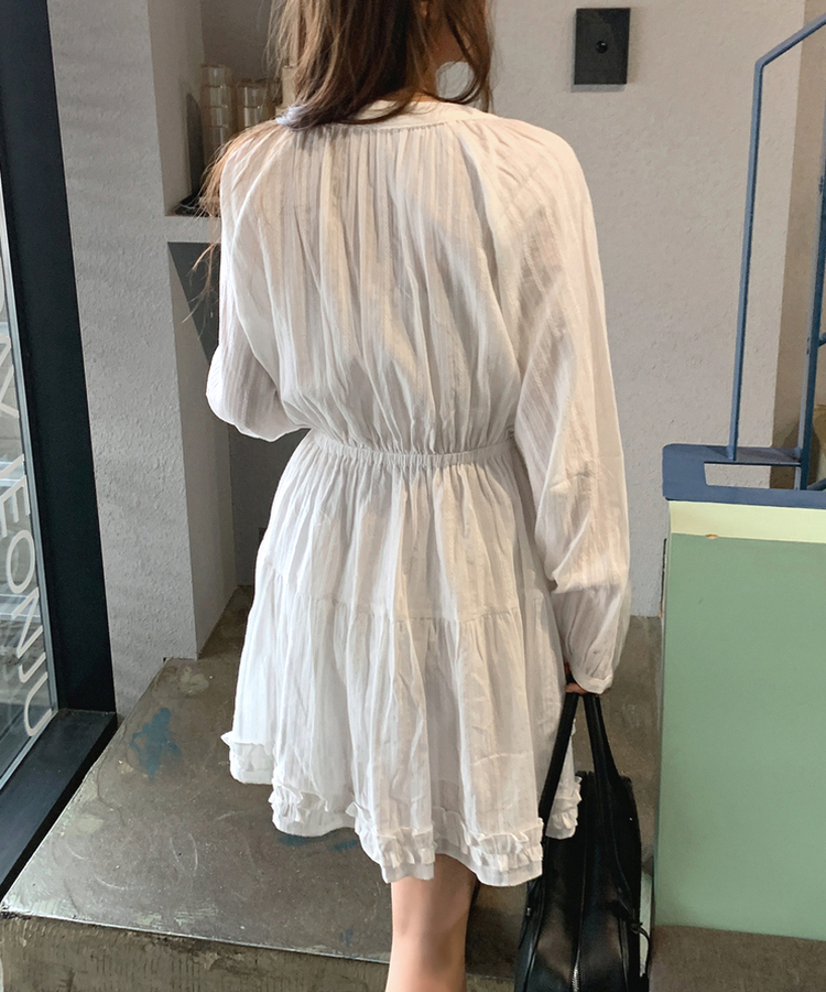 アイレットストリングフレアワンピース IVORY