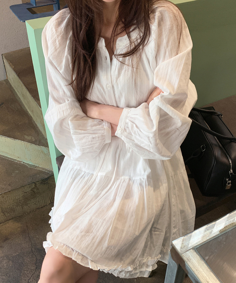 アイレットストリングフレアワンピース IVORY