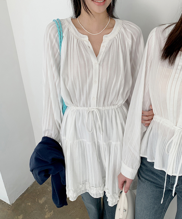 アイレットストリングフレアワンピース IVORY