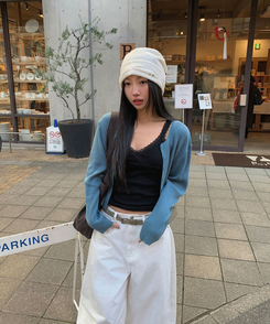 Vネックレースキャミソール BLACK