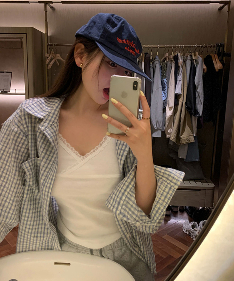 Vネックレースキャミソール WHITE