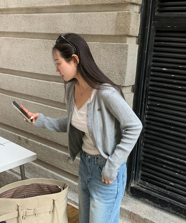 Vネックレースキャミソール WHITE