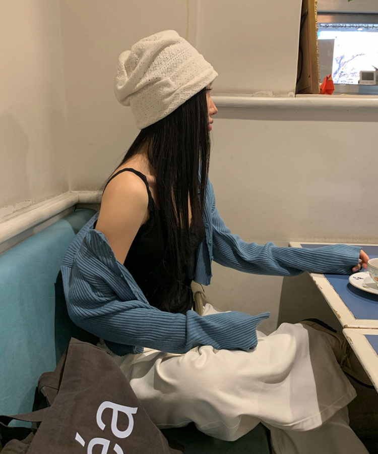 Vネックレースキャミソール BLACK