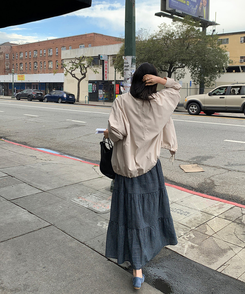 リボンスエードフラットシューズ BLUE