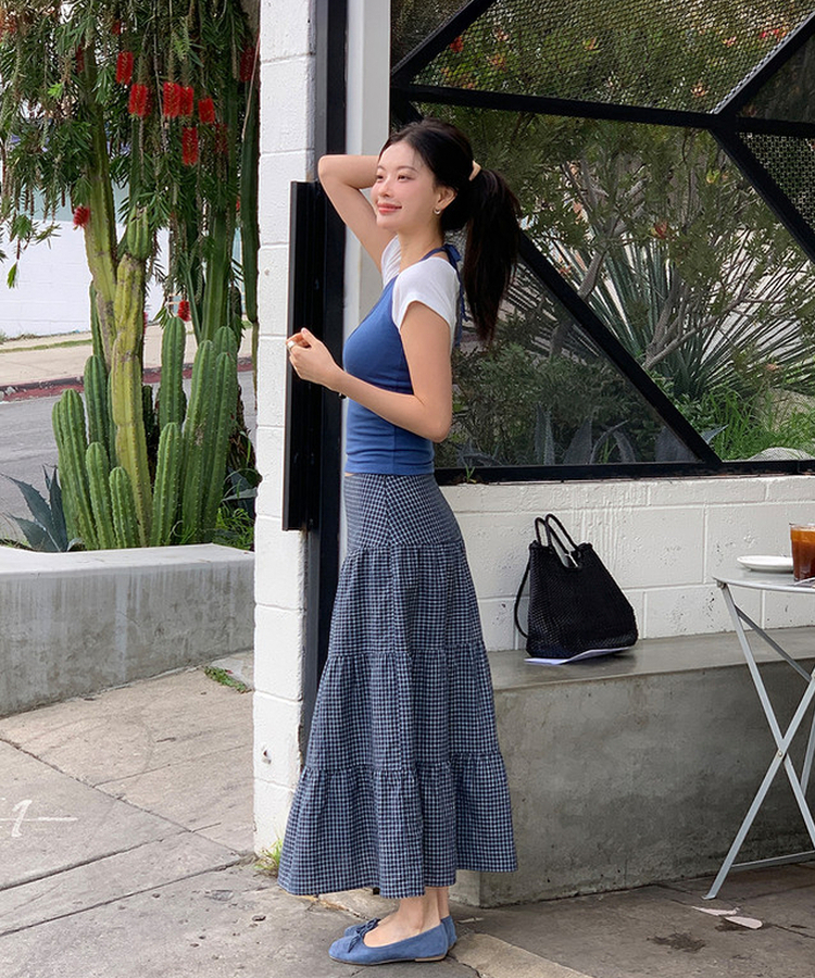 リボンスエードフラットシューズ BLUE