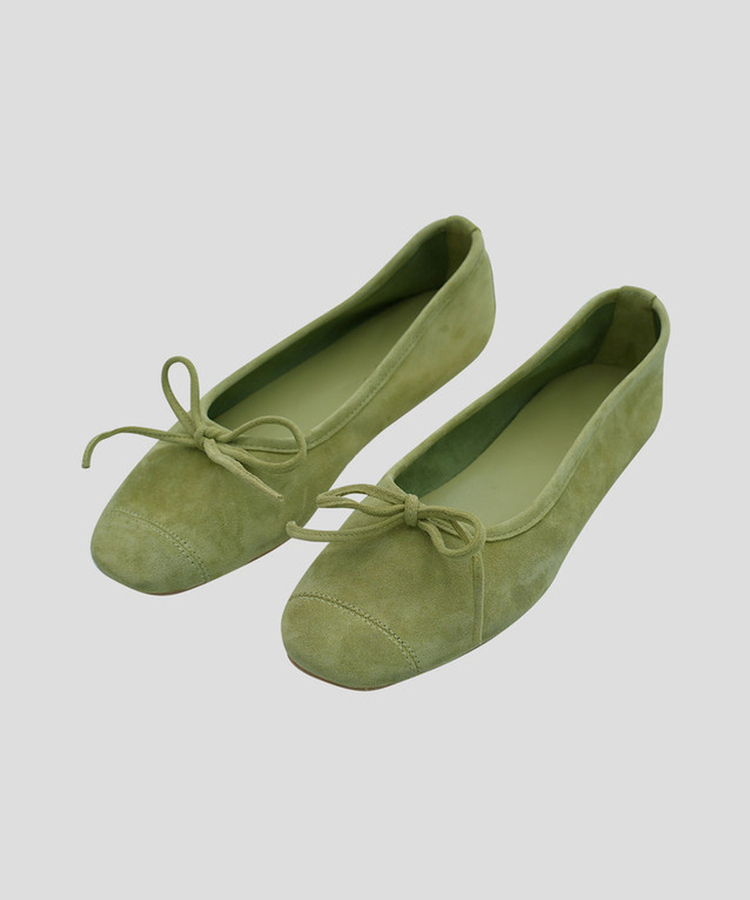 リボンスエードフラットシューズ