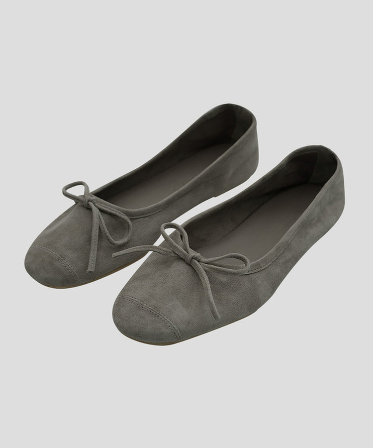 リボンスエードフラットシューズ