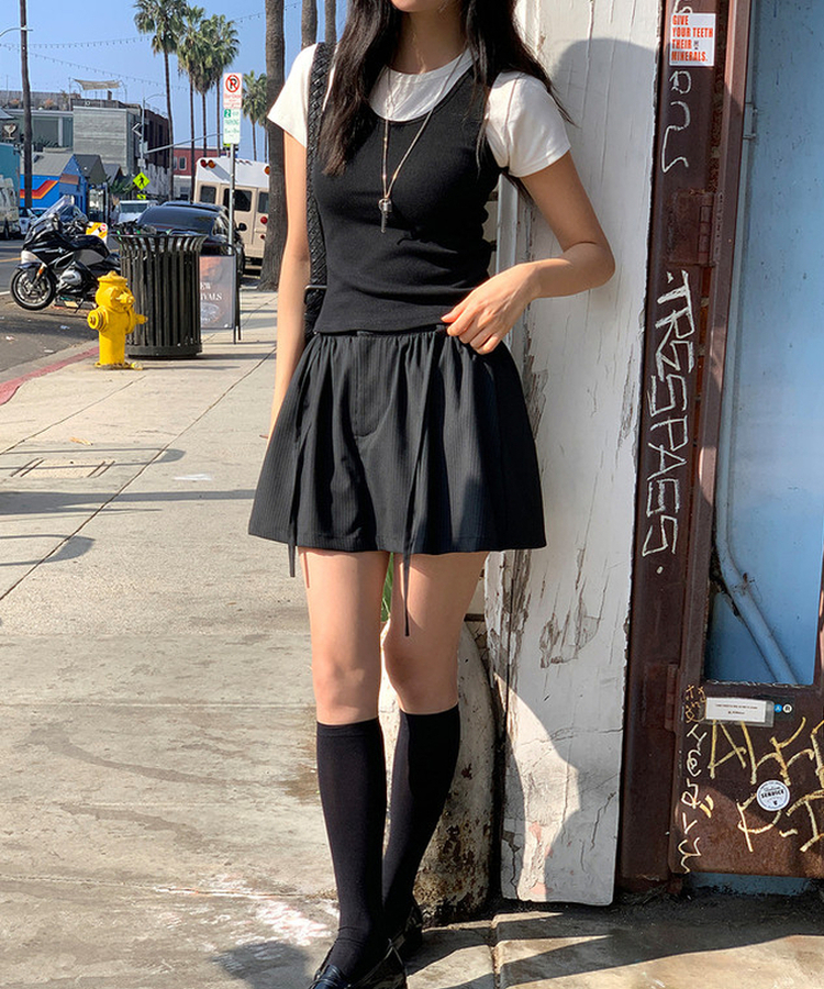 ストライプスカートパンツ BLACK(ST)