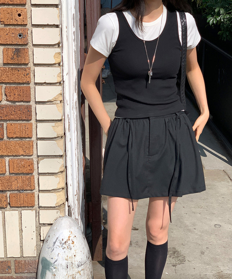 ストライプスカートパンツ BLACK(ST)