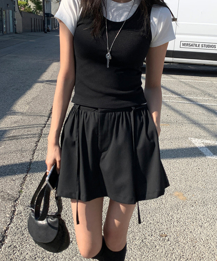 ストライプスカートパンツ BLACK(ST)