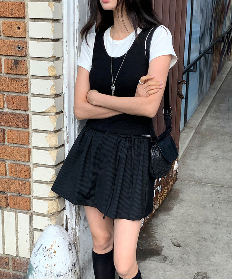 ストライプスカートパンツ BLACK(ST)