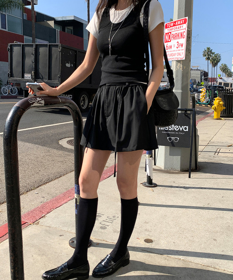 ストライプスカートパンツ BLACK(ST)