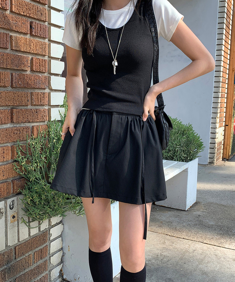 ストライプスカートパンツ BLACK(ST)