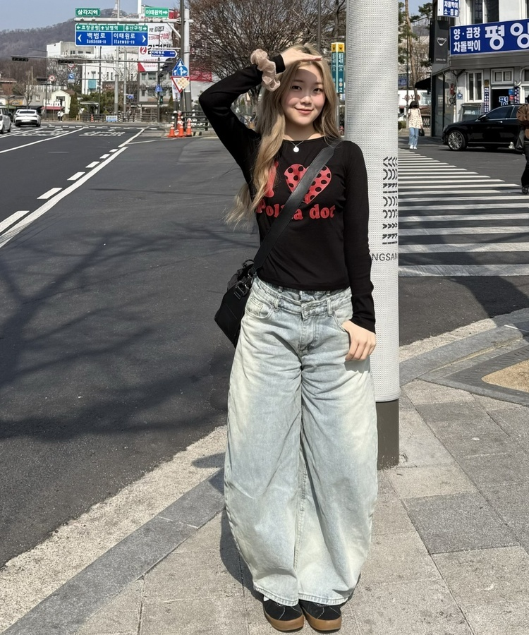 더블 오비 데님팬츠 연청