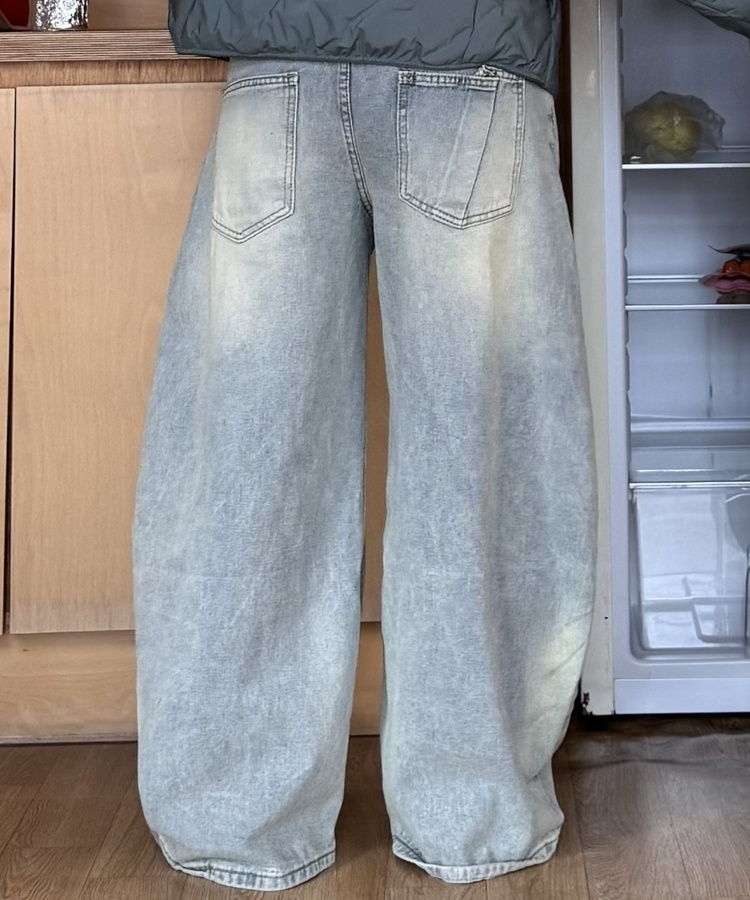 더블 오비 데님팬츠 연청