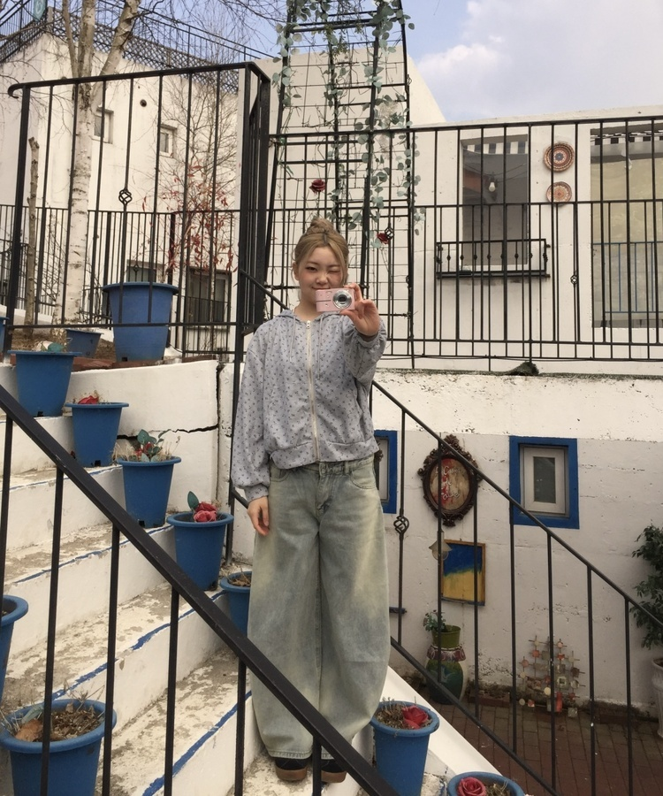 더블 오비 데님팬츠 연청