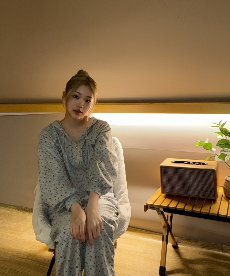 【SET】플라워 패턴 집업 + 스웻 팬츠 그레이