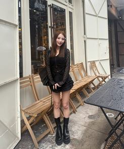 シャーリングレースカーディガン BLACK