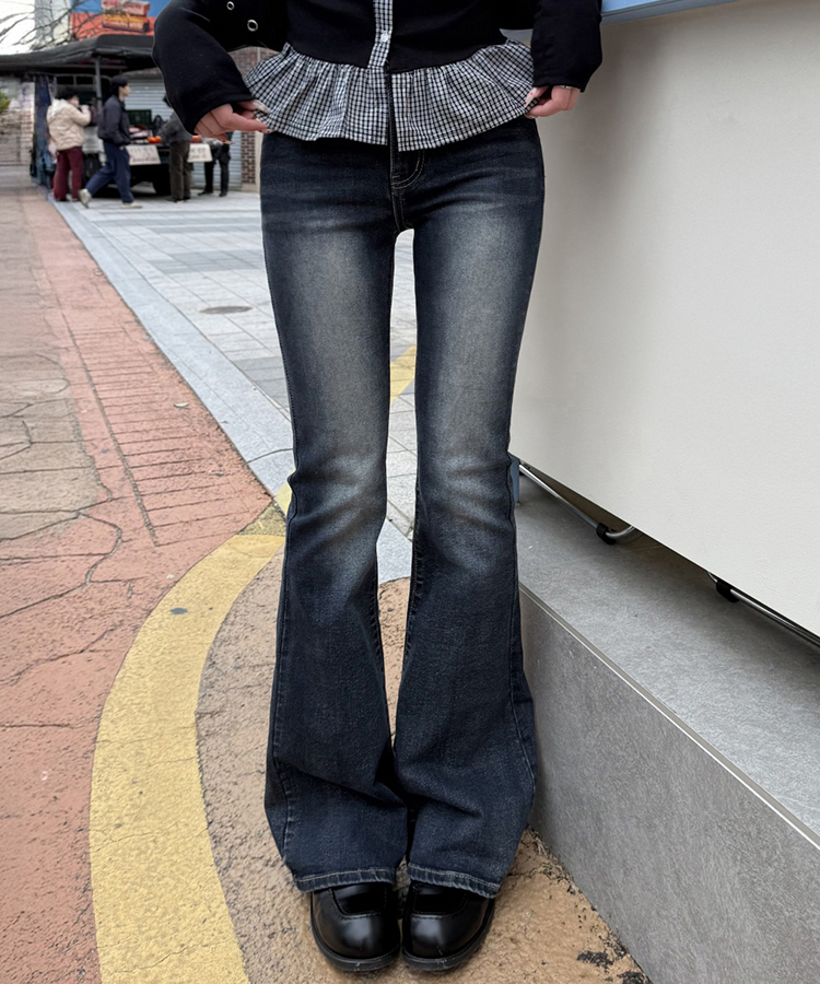 【마법팬츠/골반보정】기장별 워싱 부츠컷 데님 팬츠 진청