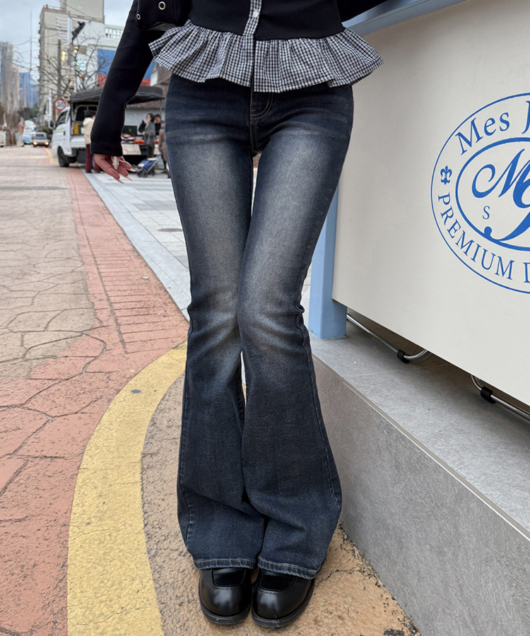 【마법팬츠/골반보정】기장별 워싱 부츠컷 데님 팬츠 진청