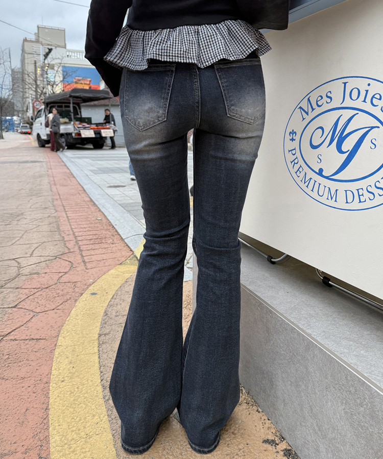 【마법팬츠/골반보정】기장별 워싱 부츠컷 데님 팬츠 진청