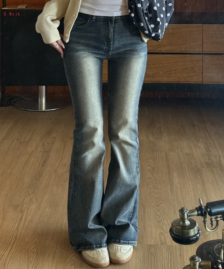 【마법팬츠/골반보정】기장별 워싱 부츠컷 데님 팬츠 빈티지진청