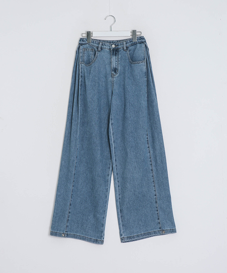 【기장별/완벽비율】사이드 핀턱 와이드 데님 팬츠