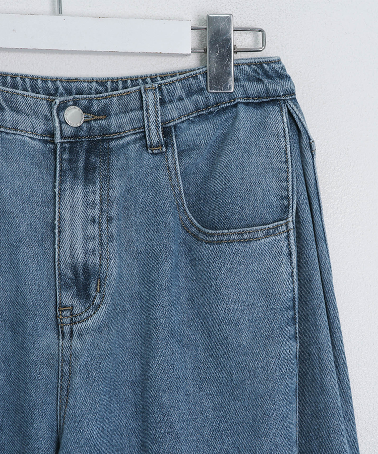 【기장별/완벽비율】사이드 핀턱 와이드 데님 팬츠