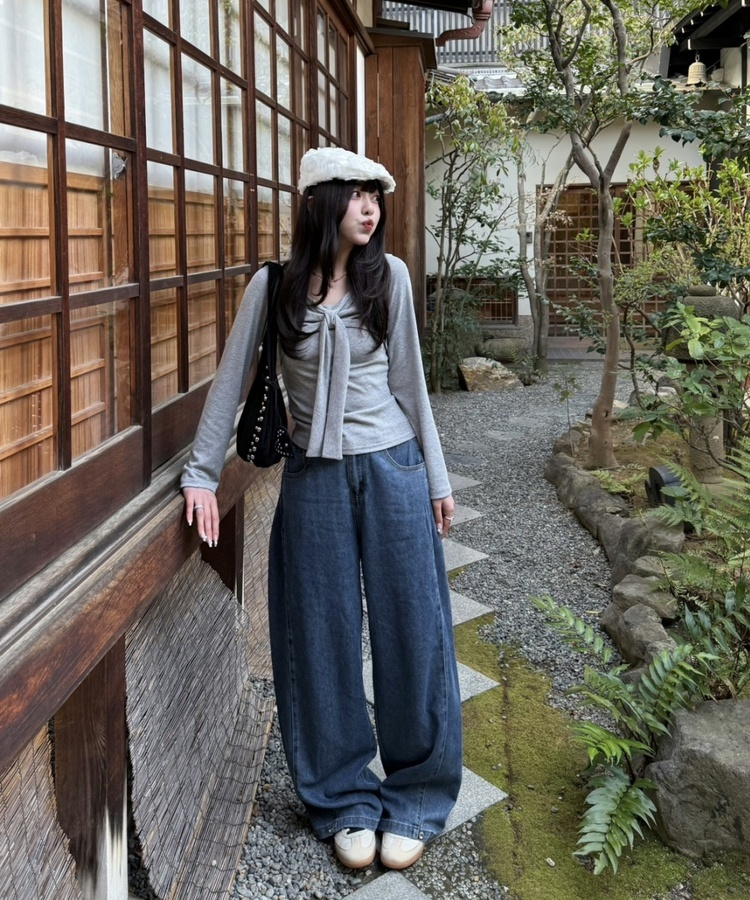 【기장별/완벽비율】사이드 핀턱 와이드 데님 팬츠 중청