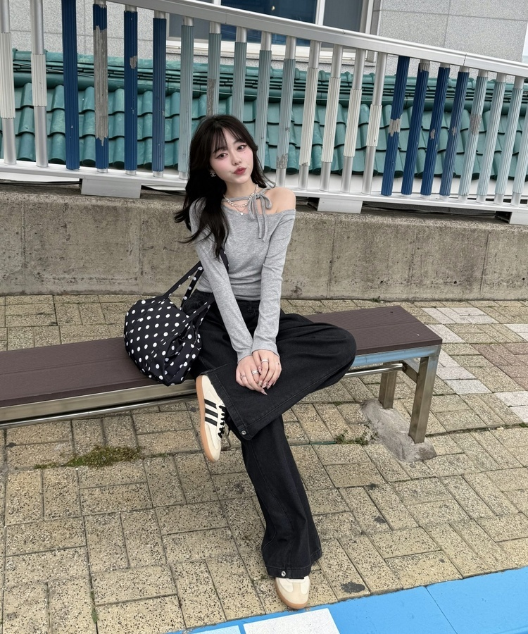 【기장별/완벽비율】사이드 핀턱 와이드 데님 팬츠 블랙