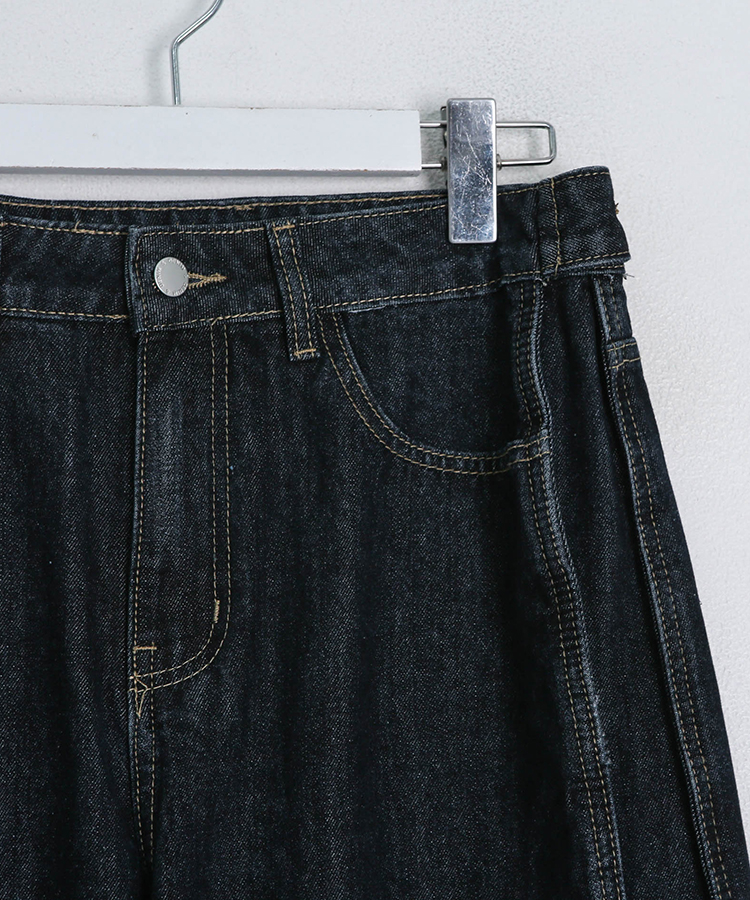 【BEST/벌룬핏2탄!】사이드 절개 비조 와이드 데님 팬츠