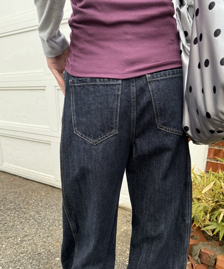 【BEST/벌룬핏2탄!】사이드 절개 비조 와이드 데님 팬츠 중청