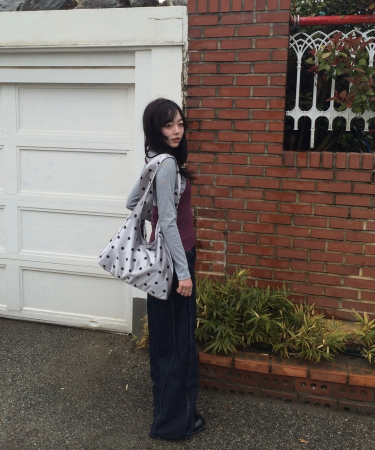 【BEST/벌룬핏2탄!】사이드 절개 비조 와이드 데님 팬츠 중청