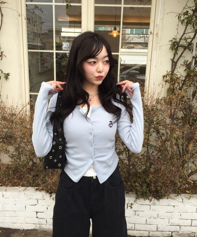 【BEST/벌룬핏2탄!】사이드 절개 비조 와이드 데님 팬츠 블랙