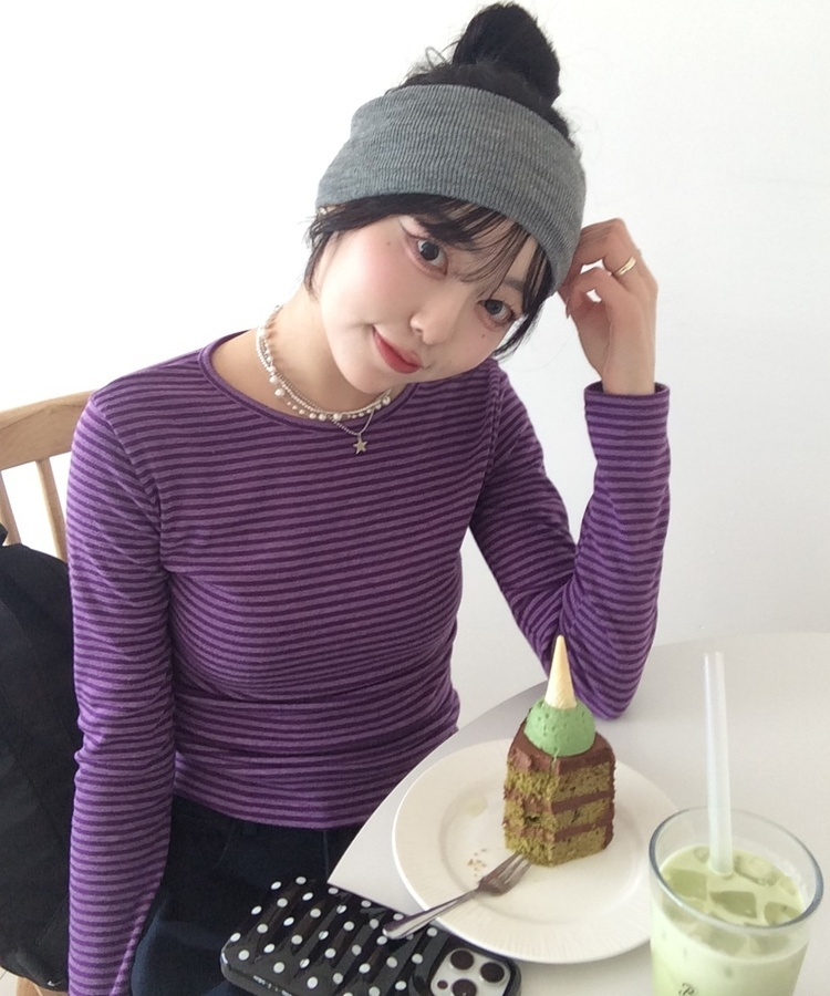 와이드 골지 니트 헤어밴드 그레이