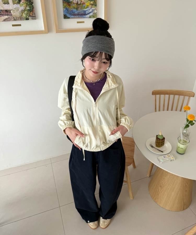 와이드 골지 니트 헤어밴드 그레이