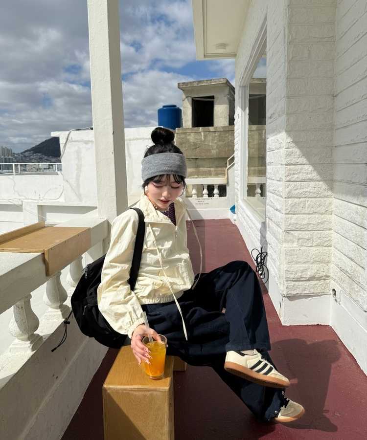 와이드 골지 니트 헤어밴드 그레이