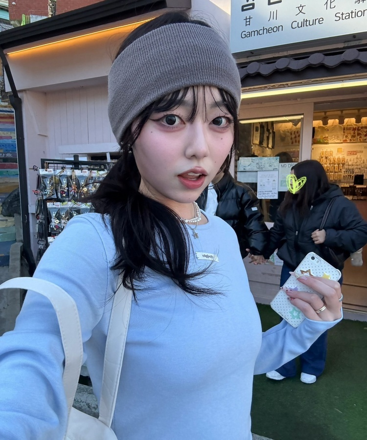 와이드 골지 니트 헤어밴드 브라운