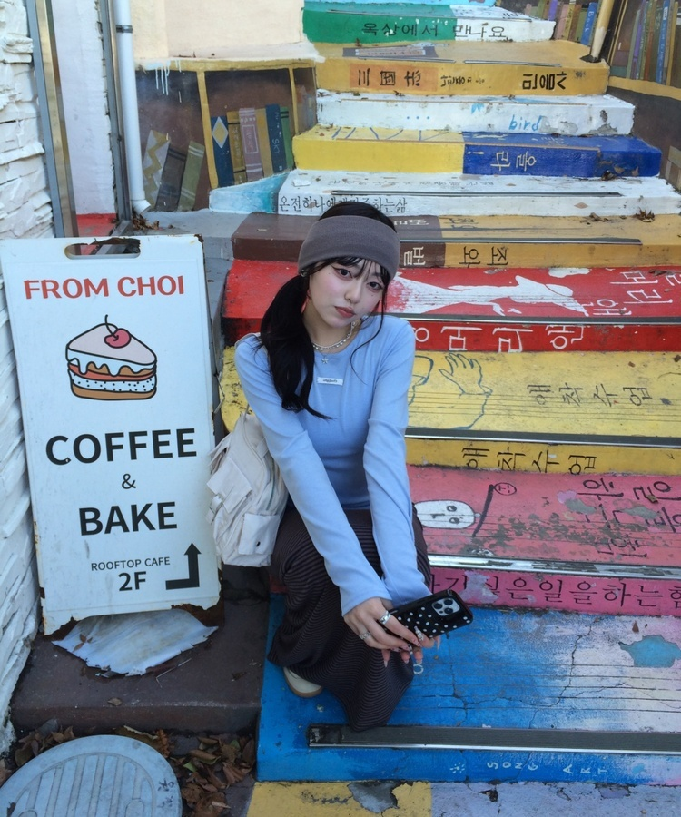 와이드 골지 니트 헤어밴드 브라운