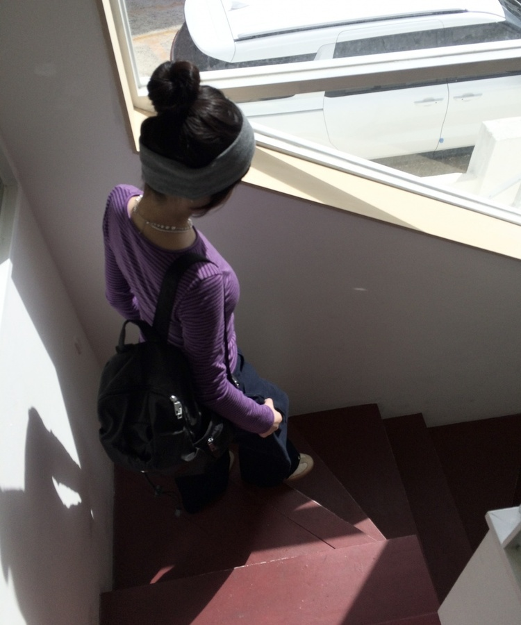 와이드 골지 니트 헤어밴드 그레이