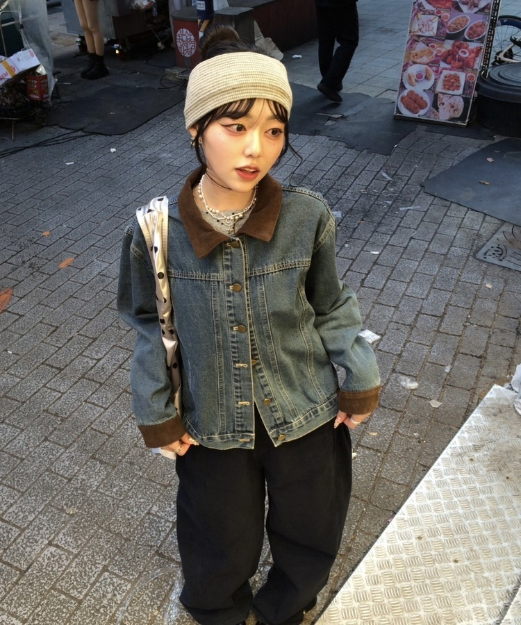 와이드 리브 헤어밴드 그레이