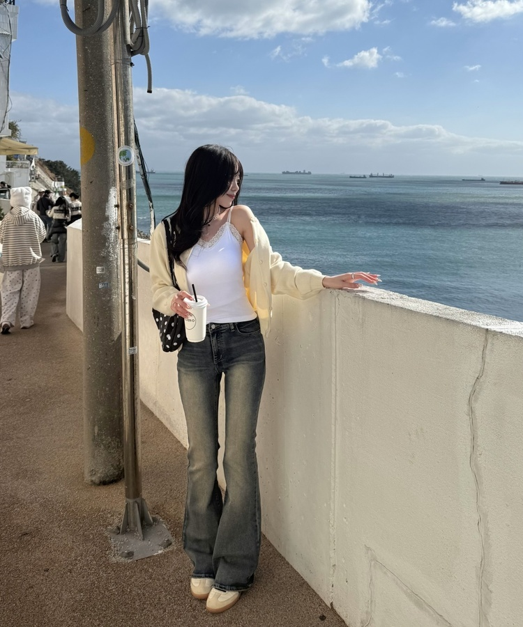 베이직 라운드 가디건 스노우베이지