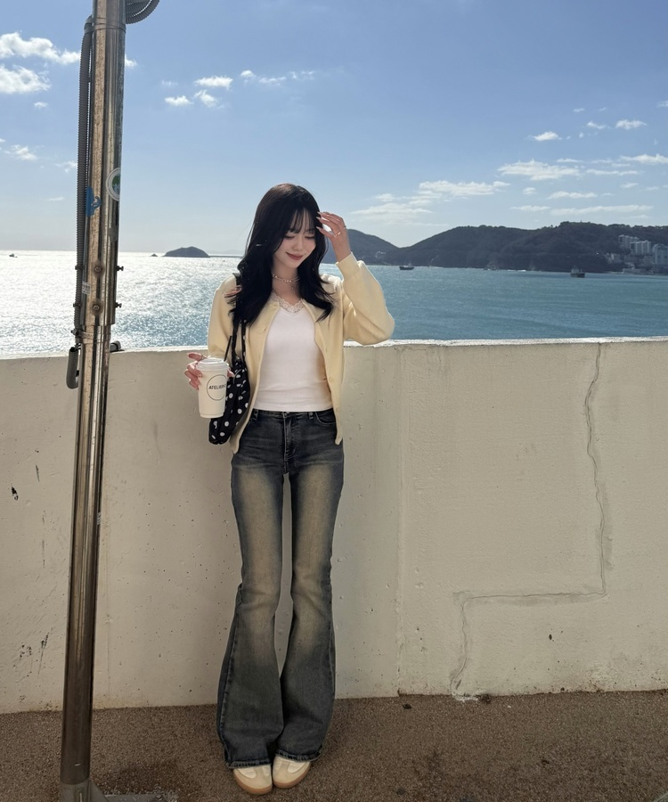 베이직 라운드 가디건 스노우베이지