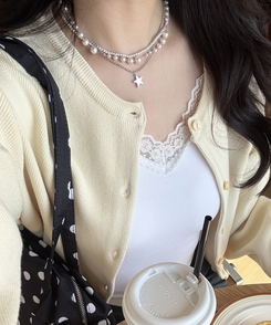 カップ付きレースキャミソール WHITE