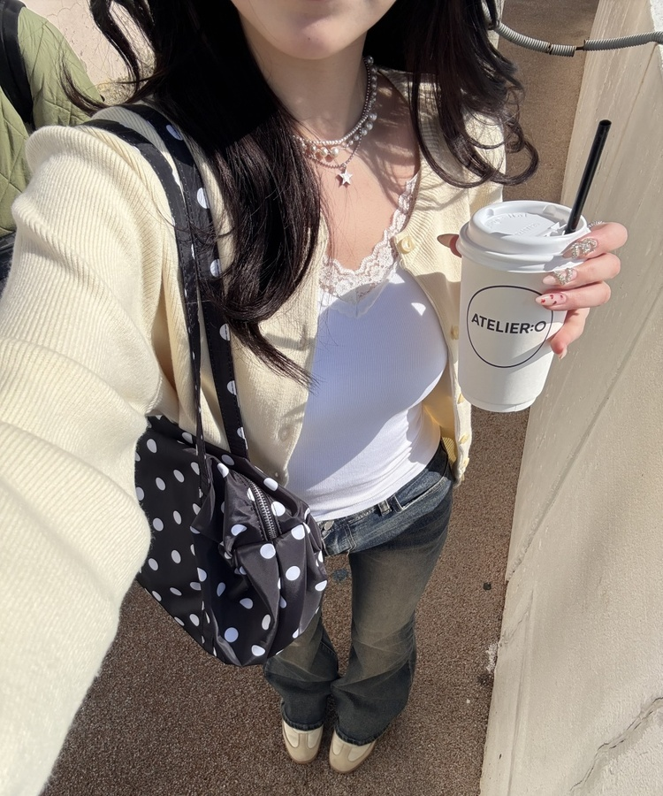 カップ付きレースキャミソール WHITE