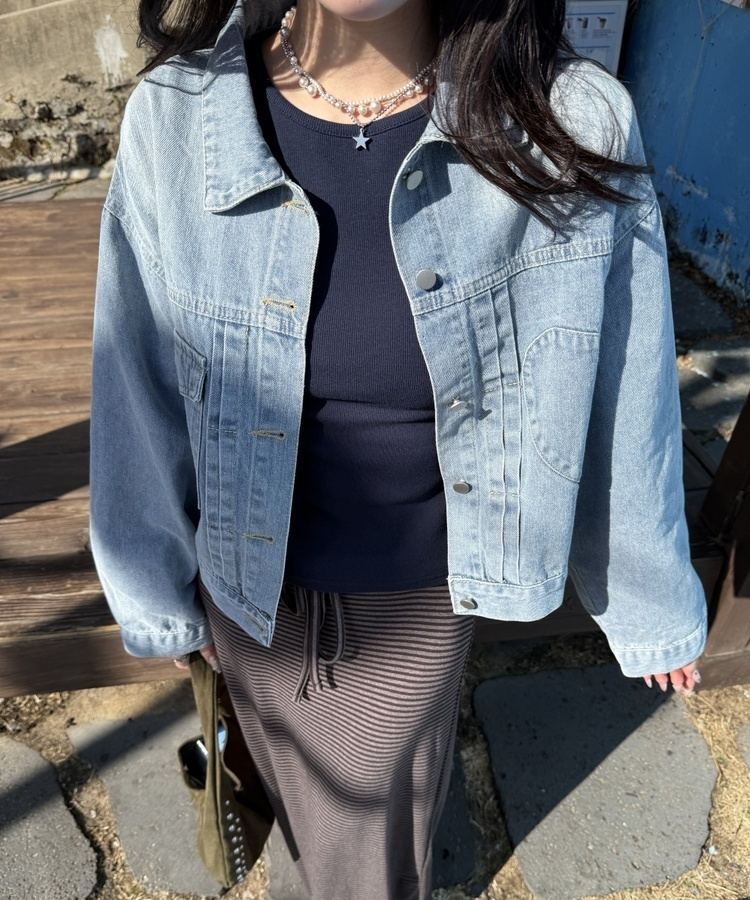베이직 데님 재킷 연청